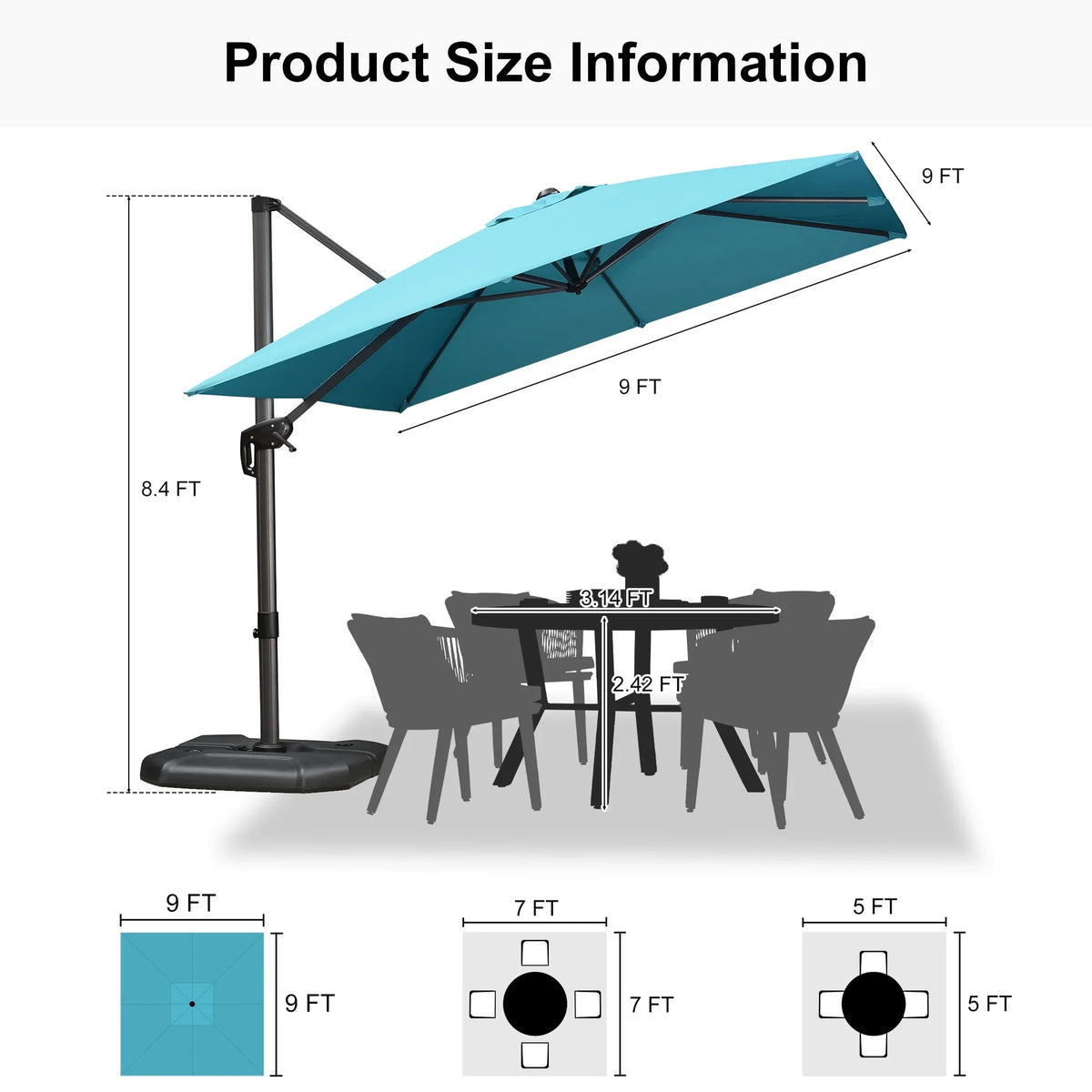 PURPLE LEAF Affordable Patio Umbrella with Base, Square and Rectangular Outdoor Umbrella