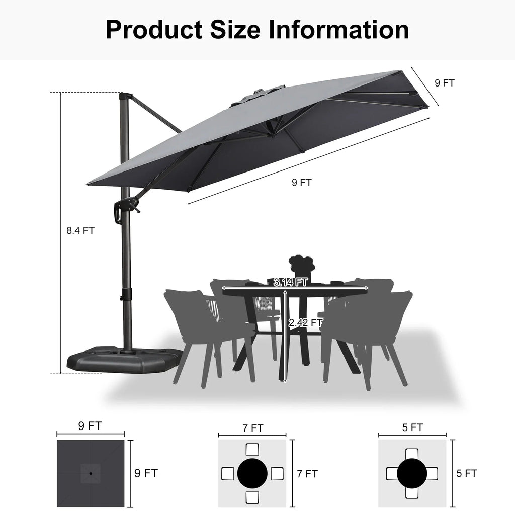 PURPLE LEAF Affordable Patio Umbrella with Base, Square and Rectangular Outdoor Umbrella