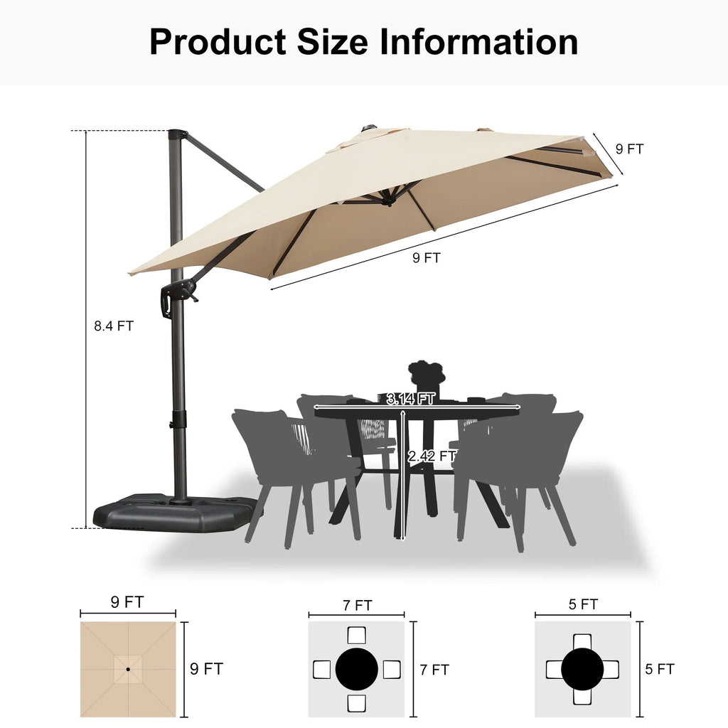 PURPLE LEAF Affordable Patio Umbrella with Base, Square and Rectangular Outdoor Umbrella