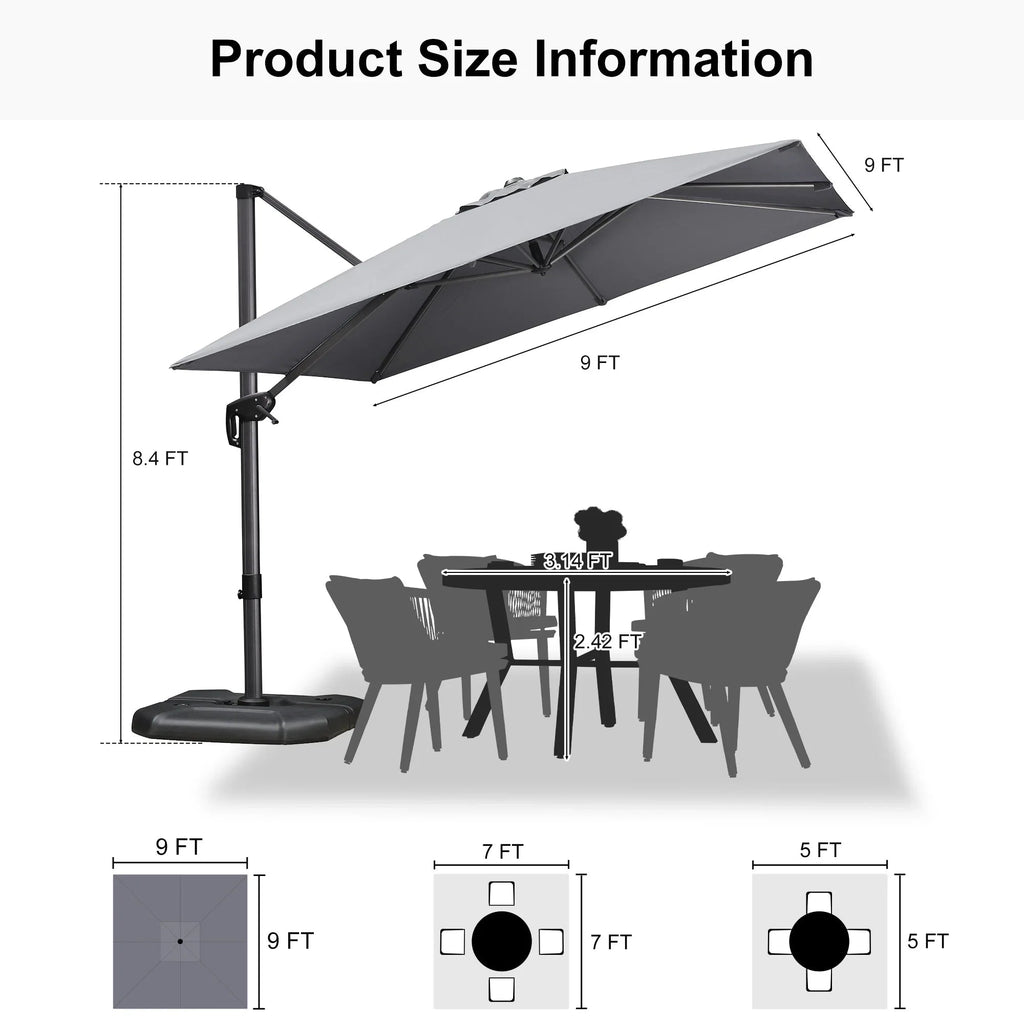 PURPLE LEAF Affordable Patio Umbrella with Base, Square and Rectangular Outdoor Umbrella