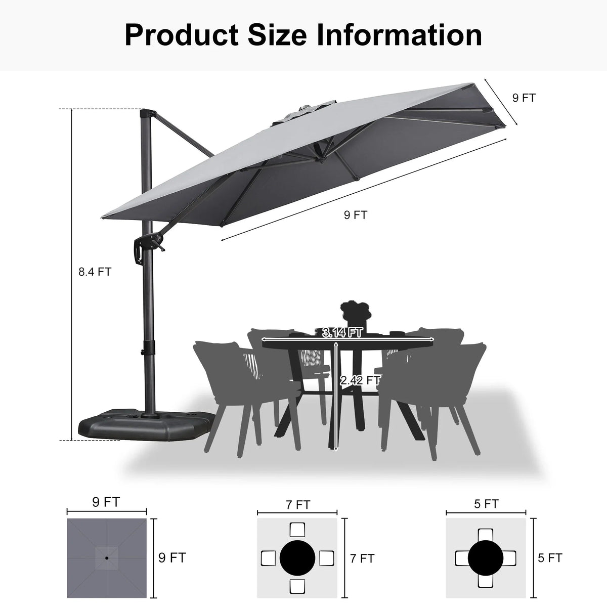 PURPLE LEAF Affordable Patio Umbrella with Base, Square and Rectangular Outdoor Umbrella