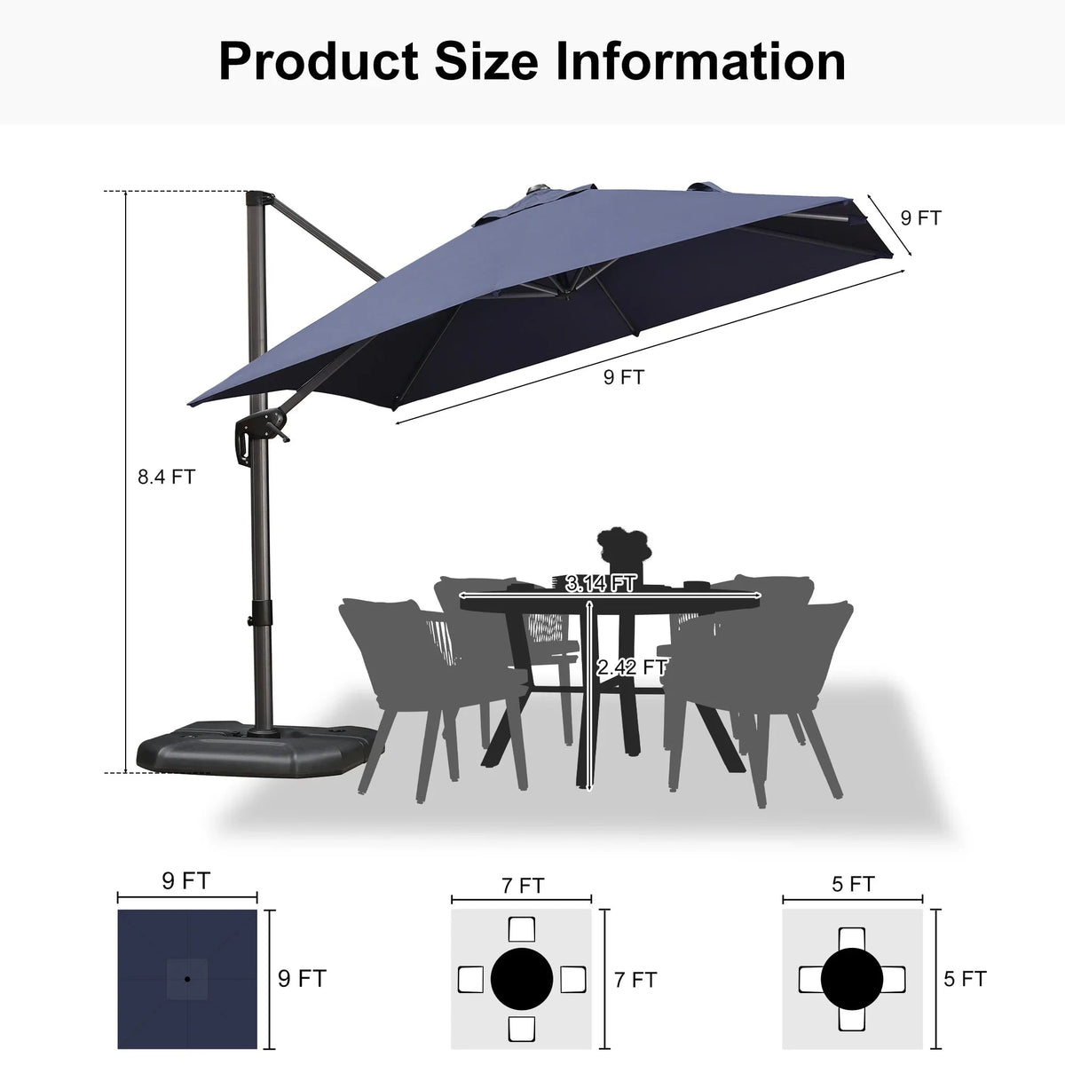 PURPLE LEAF Affordable Patio Umbrella with Base, Square and Rectangular Outdoor Umbrella
