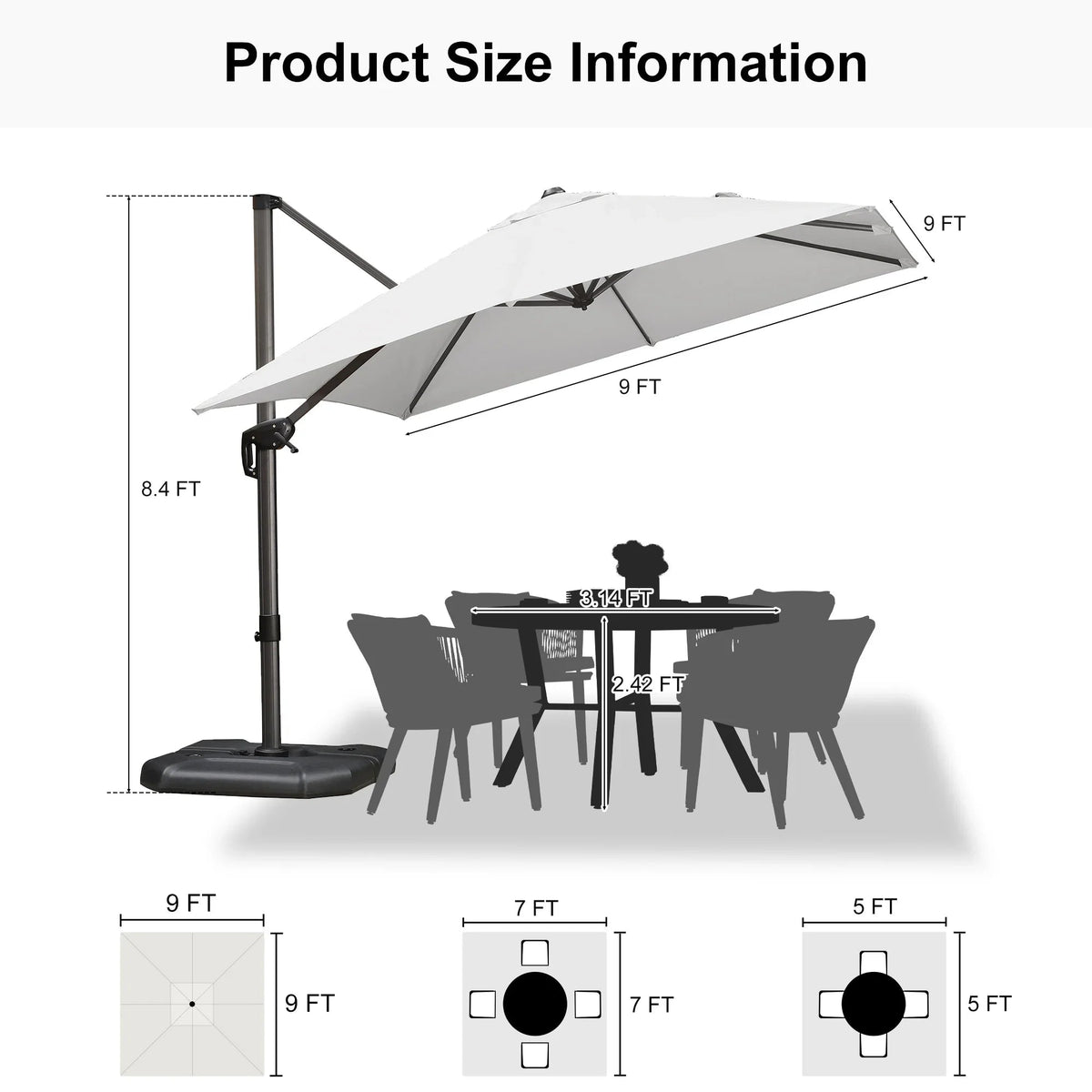 PURPLE LEAF Affordable Patio Umbrella with Base, Square and Rectangular Outdoor Umbrella