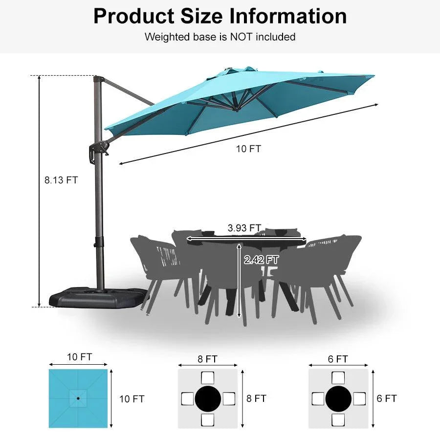 PURPLE LEAF Affordable Outdoor Umbrella with Base, Round Cantilever Umbrella for Garden