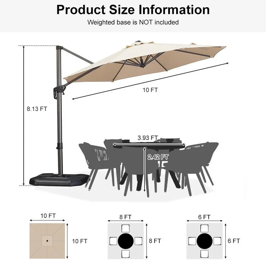 PURPLE LEAF Affordable Outdoor Umbrella with Base, Round Cantilever Umbrella for Garden