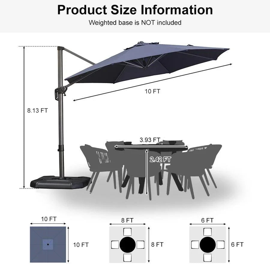 PURPLE LEAF Affordable Outdoor Umbrella with Base, Round Cantilever Umbrella for Garden
