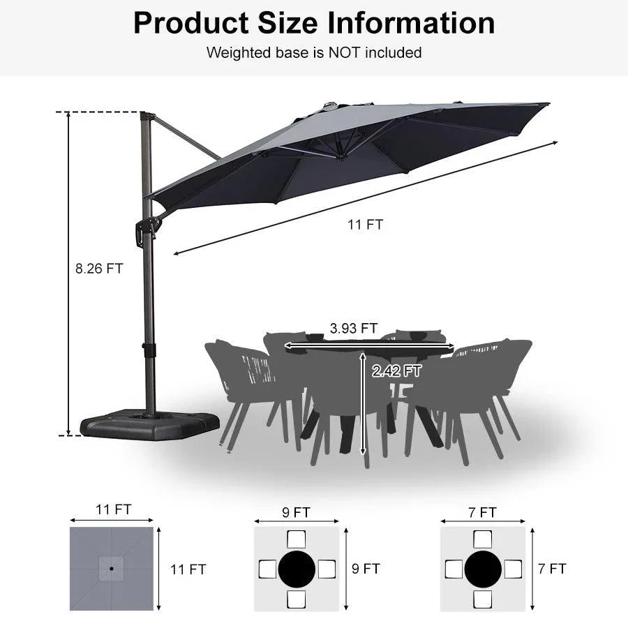 PURPLE LEAF Affordable Outdoor Umbrella with Base, Round Cantilever Umbrella for Garden