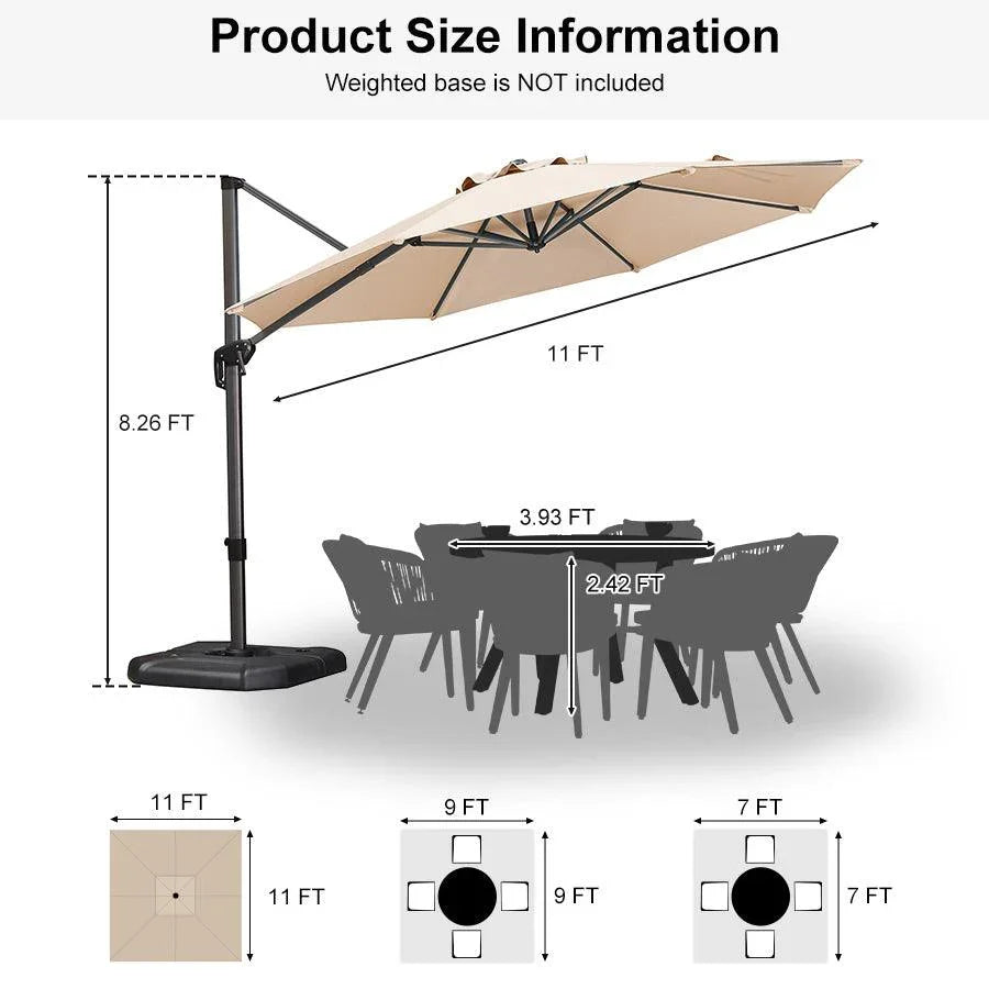 PURPLE LEAF Affordable Outdoor Umbrella with Base, Round Cantilever Umbrella for Garden