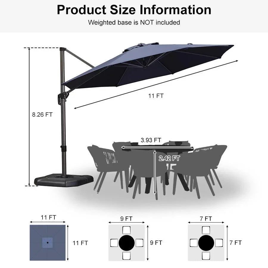 PURPLE LEAF Affordable Outdoor Umbrella with Base, Round Cantilever Umbrella for Garden