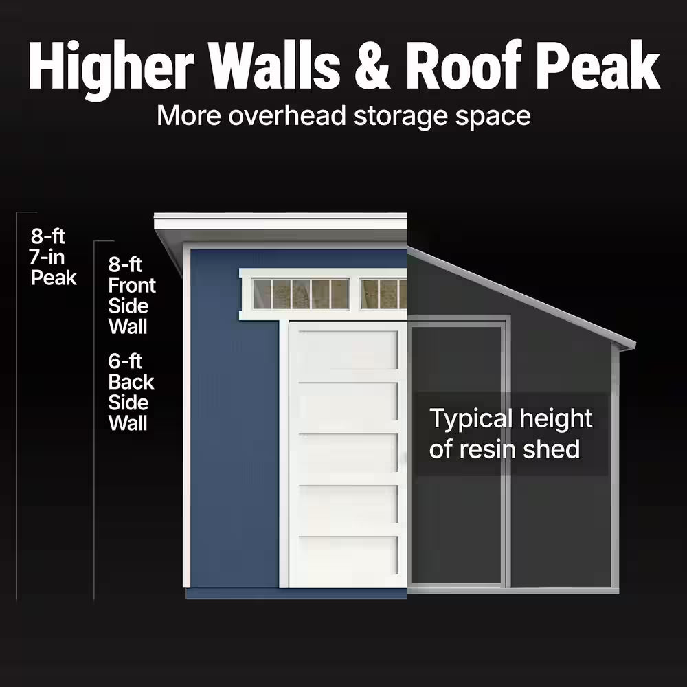 Do-It Yourself 10 Ft. X 7.5 Ft. Modern Lean-To Wood Garden Shed Storage W/ Floor, Windows, and Lock (75 Sq. Ft.)