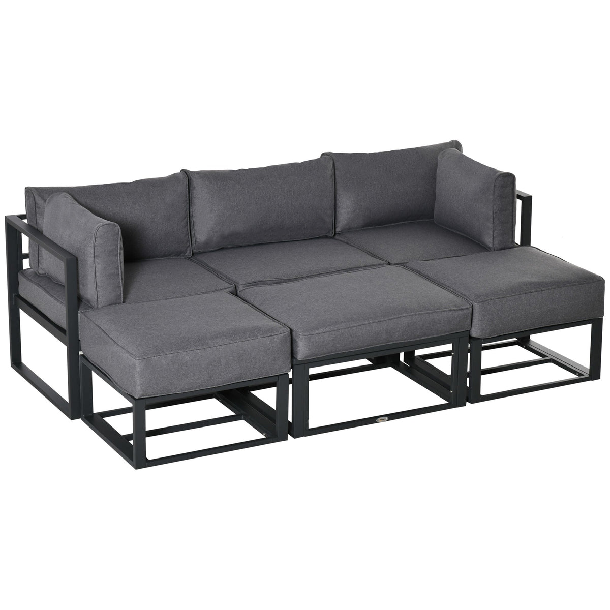 6pc Outdoor Patio Furniture Set with Daybed and Footstools, Grey