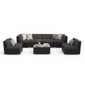 Black 7-Piece Wicker Patio Seating Set with Sunbrella Coal Cushions