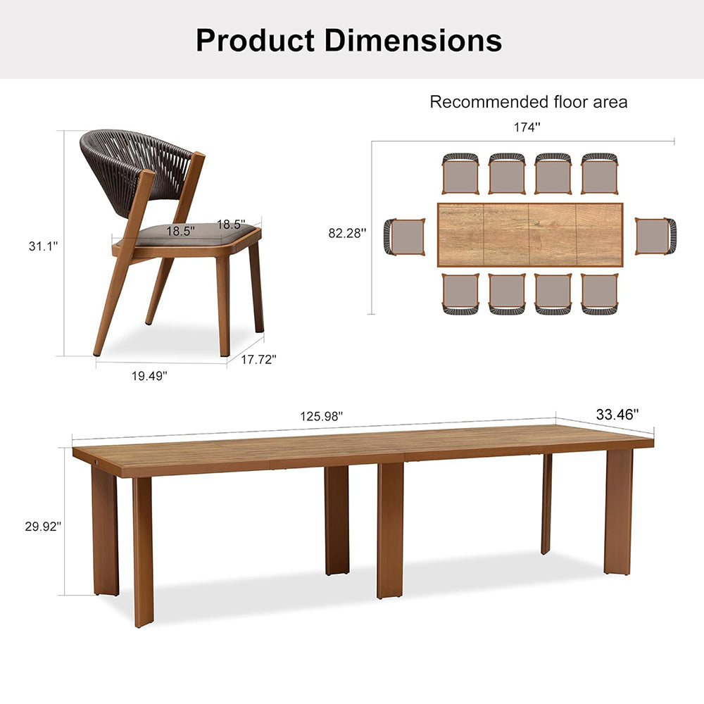 PURPLE LEAF 7 / 9 / 11 pcs Outdoor Dining Set Patio Dining Furniture for Lawn Backyard Deck Brown