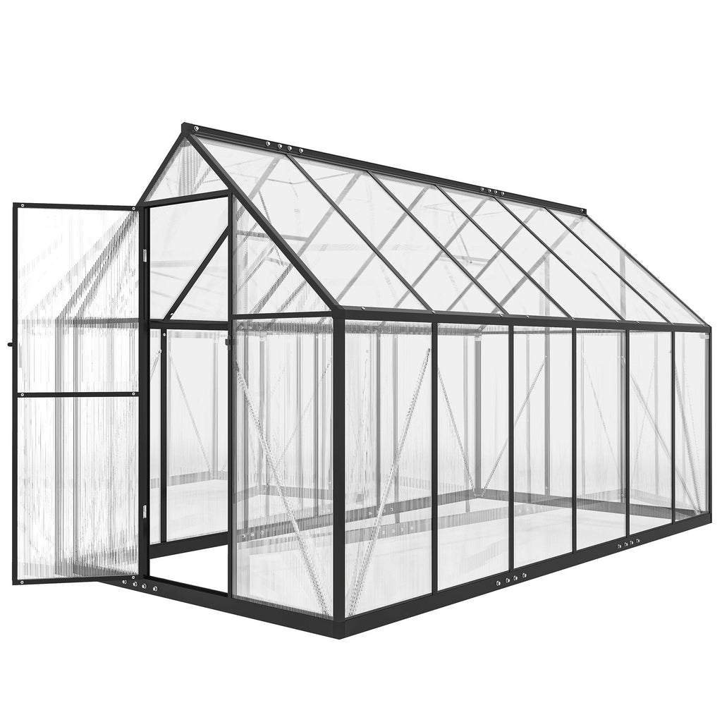 11' x 6' Polycarbonate Walk-in Greenhouse, Black