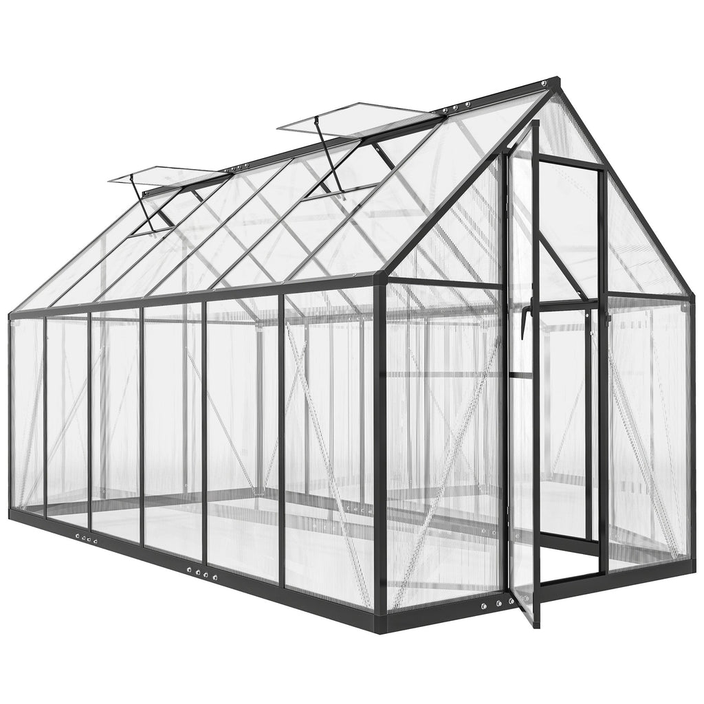 11' x 6' Polycarbonate Walk-in Greenhouse, Black