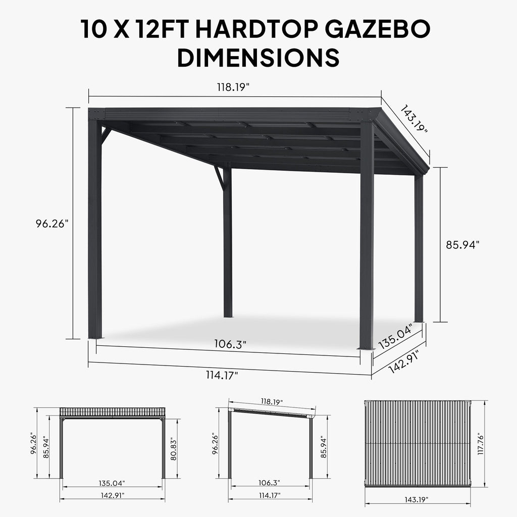 PURPLE LEAF Premium Wall-Mounted Lean to Gazebo with Galvanized Steel Roof for Outdoor Living
