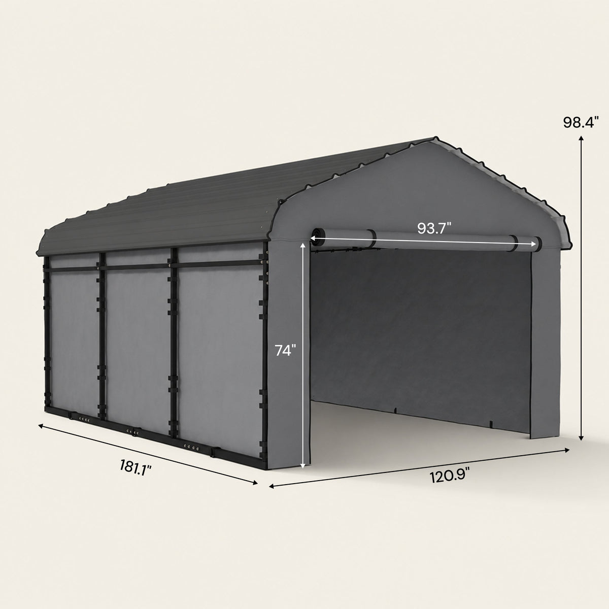 Onward 10' x 15' Heavy Duty Metal Carport with Galvanized Roof & Removable Sidewalls