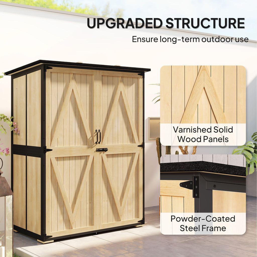 Wood Outdoor Storage Cabinet with 2 Shelves, Natural