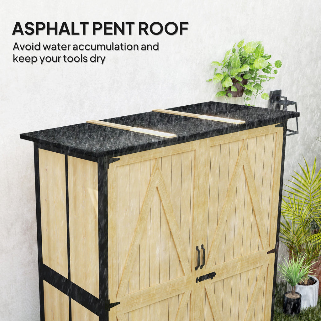 Wood Outdoor Storage Cabinet with 2 Shelves, Natural
