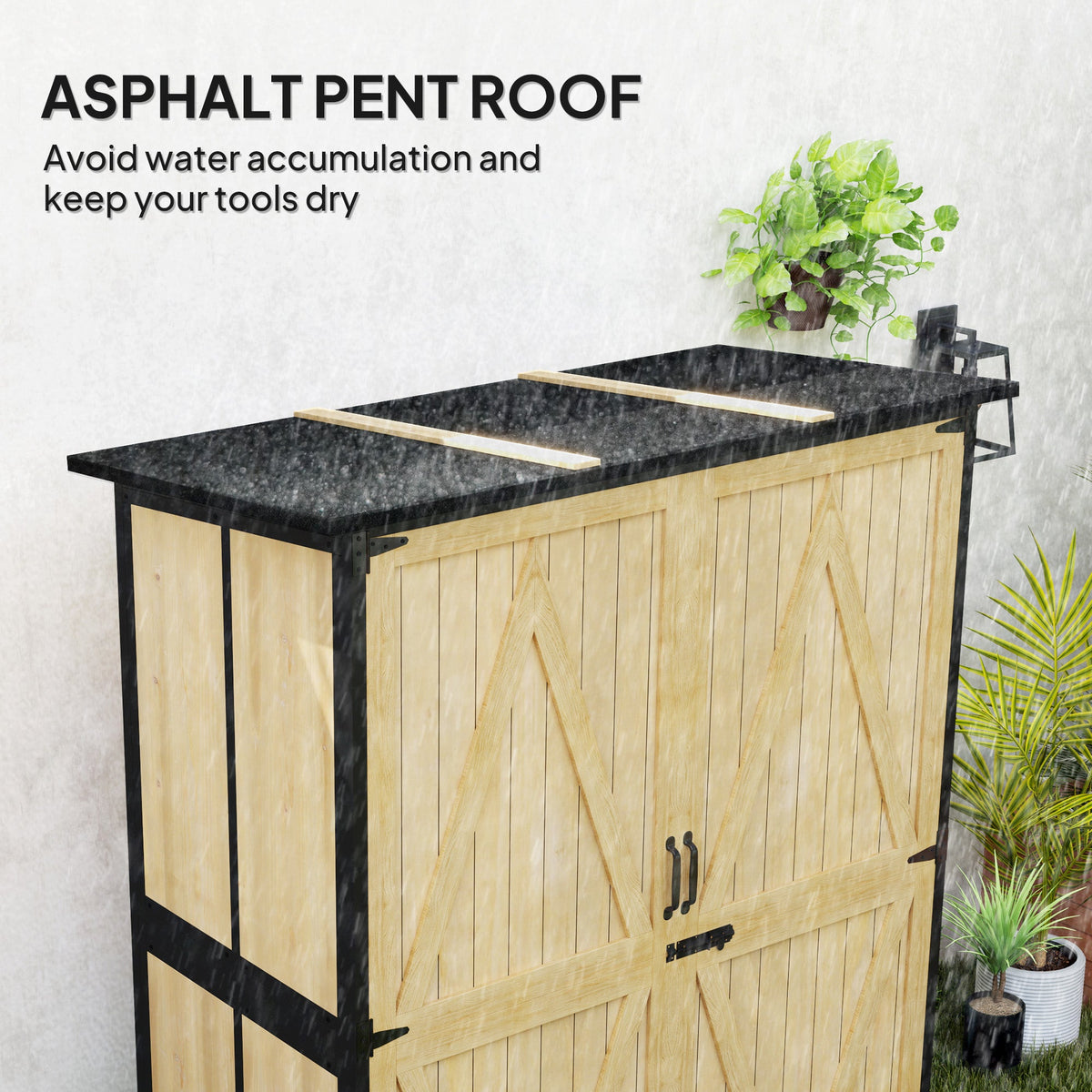 Wood Outdoor Storage Cabinet with 2 Shelves, Natural