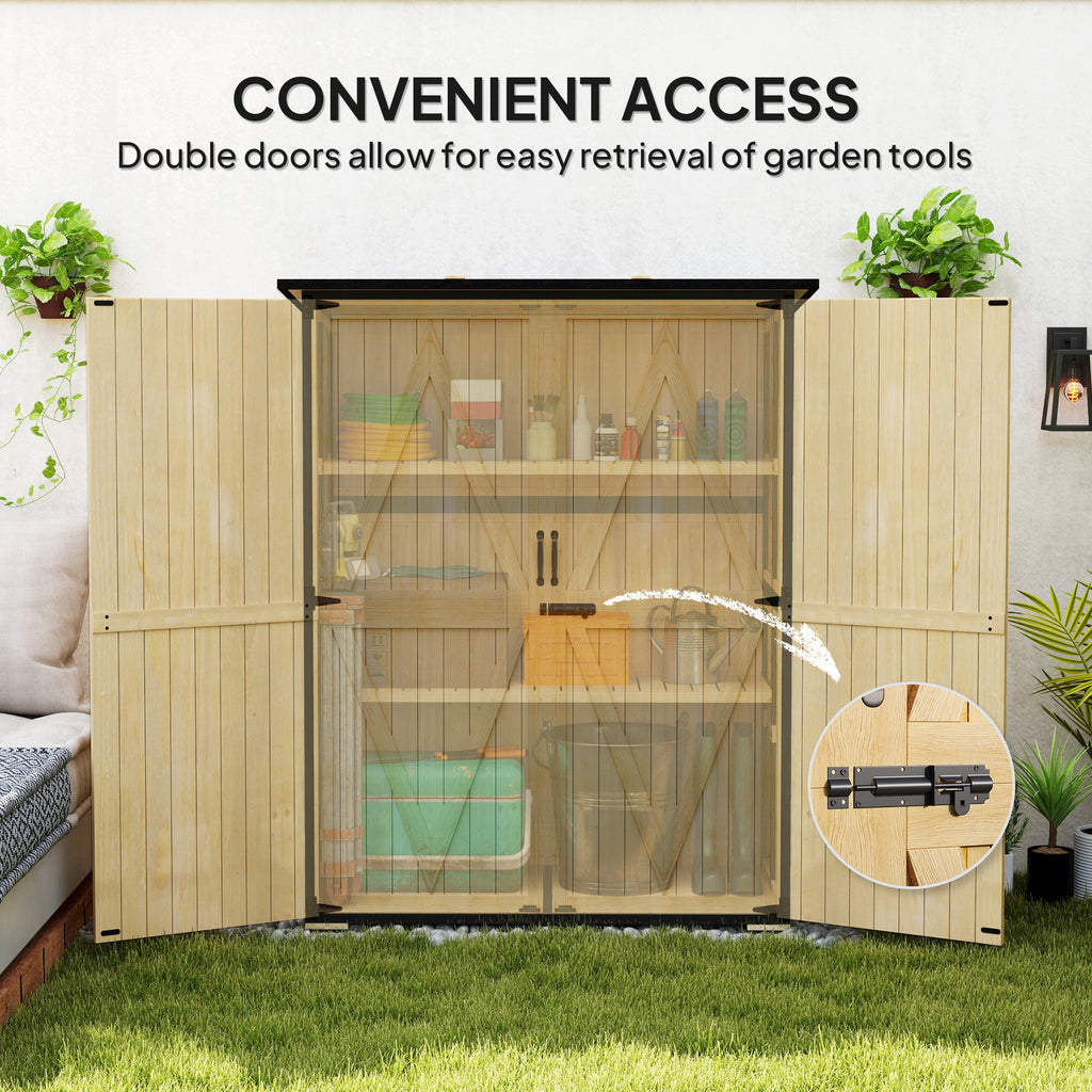 Wood Outdoor Storage Cabinet with 2 Shelves, Natural