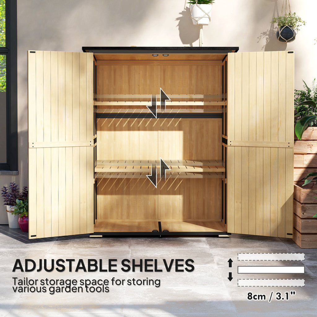 Wood Outdoor Storage Cabinet with 2 Shelves, Natural