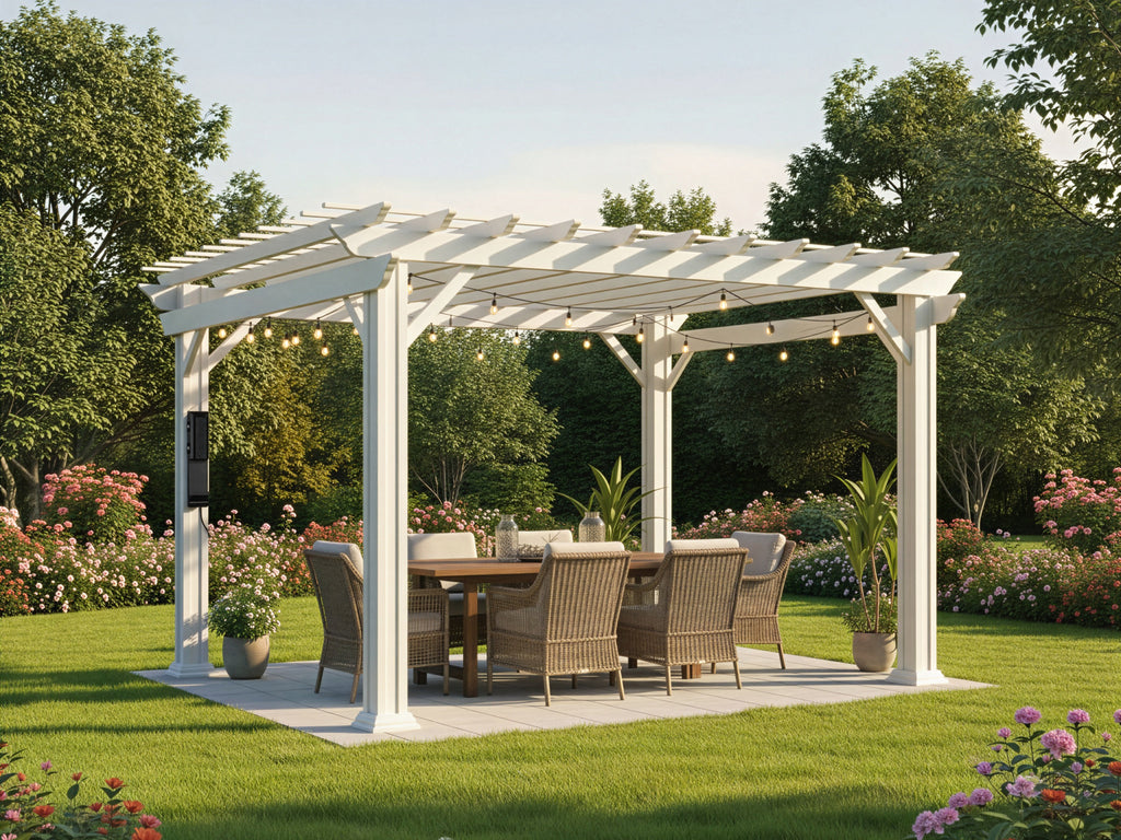 Stratford | 12x10 Steel Pergola – White