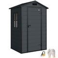 4' x 3' Plastic Garden Shed with Floor, Window and Vent, Dark Grey