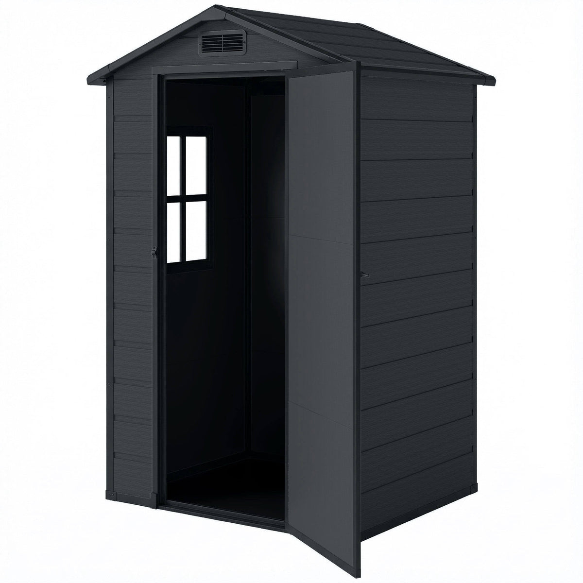 4' x 3' Plastic Garden Shed with Floor, Window and Vent, Dark Grey