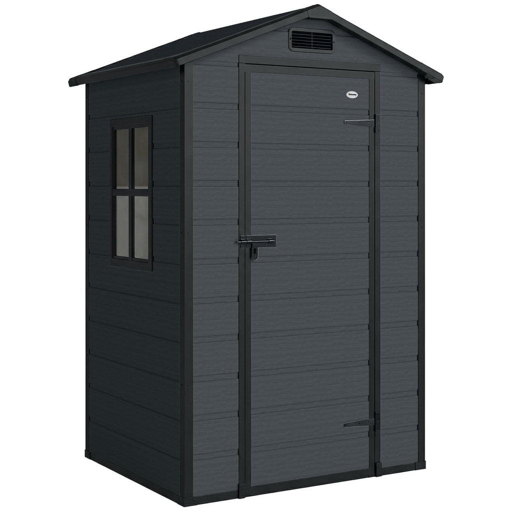 4' x 3' Plastic Garden Shed with Floor, Window and Vent, Dark Grey
