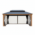 Apollo 12 Ft. X 20 Ft. W Wood like Aluminum Hardtop Gazebo with Galvanized Steel Roof and Mosquito Net