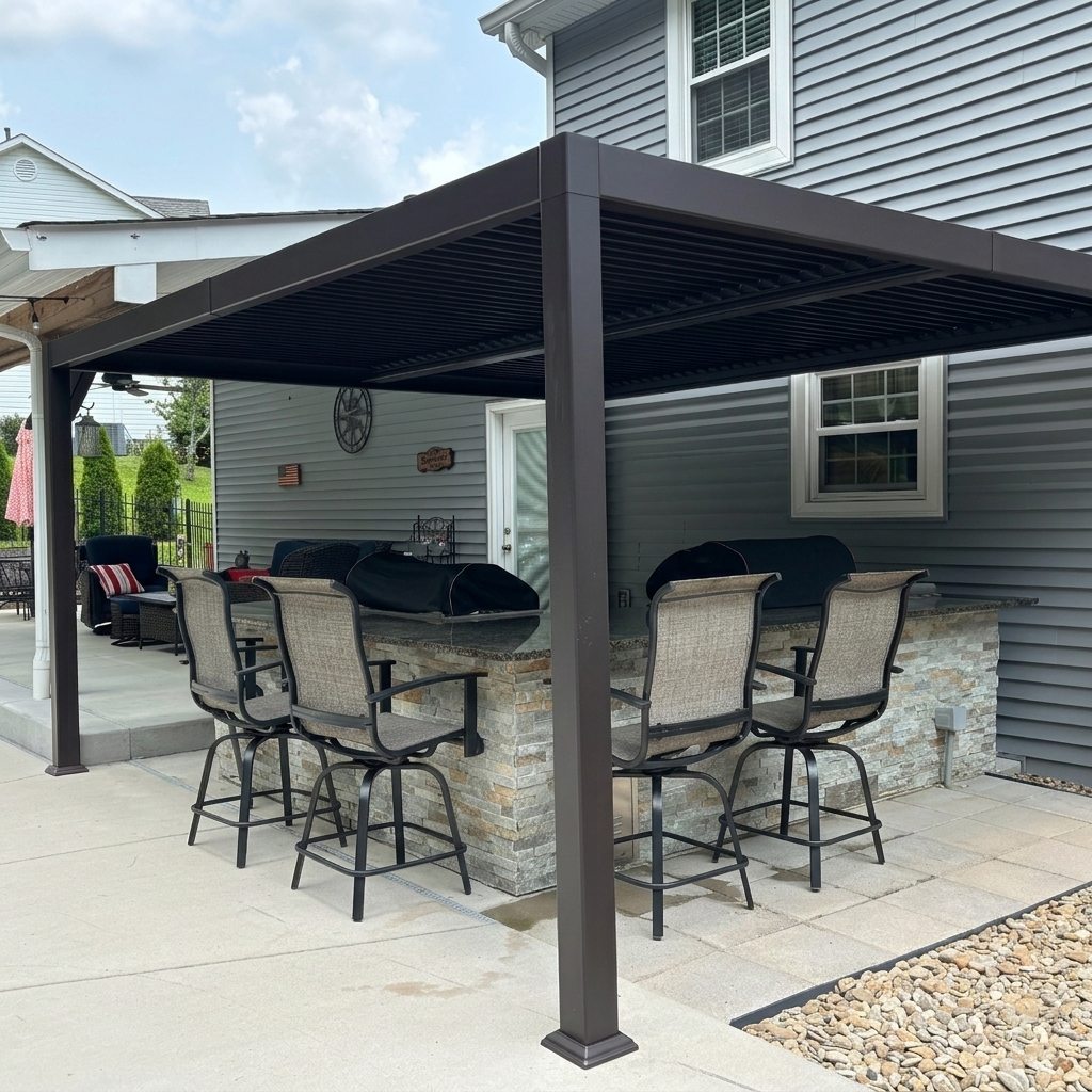 PURPLE LEAF Caesar Louvered Pergola Outdoor Adjustable Roof Modern Patio Aluminum Pergola for Deck Backyard Garden Hardtop Gazebo Bronze