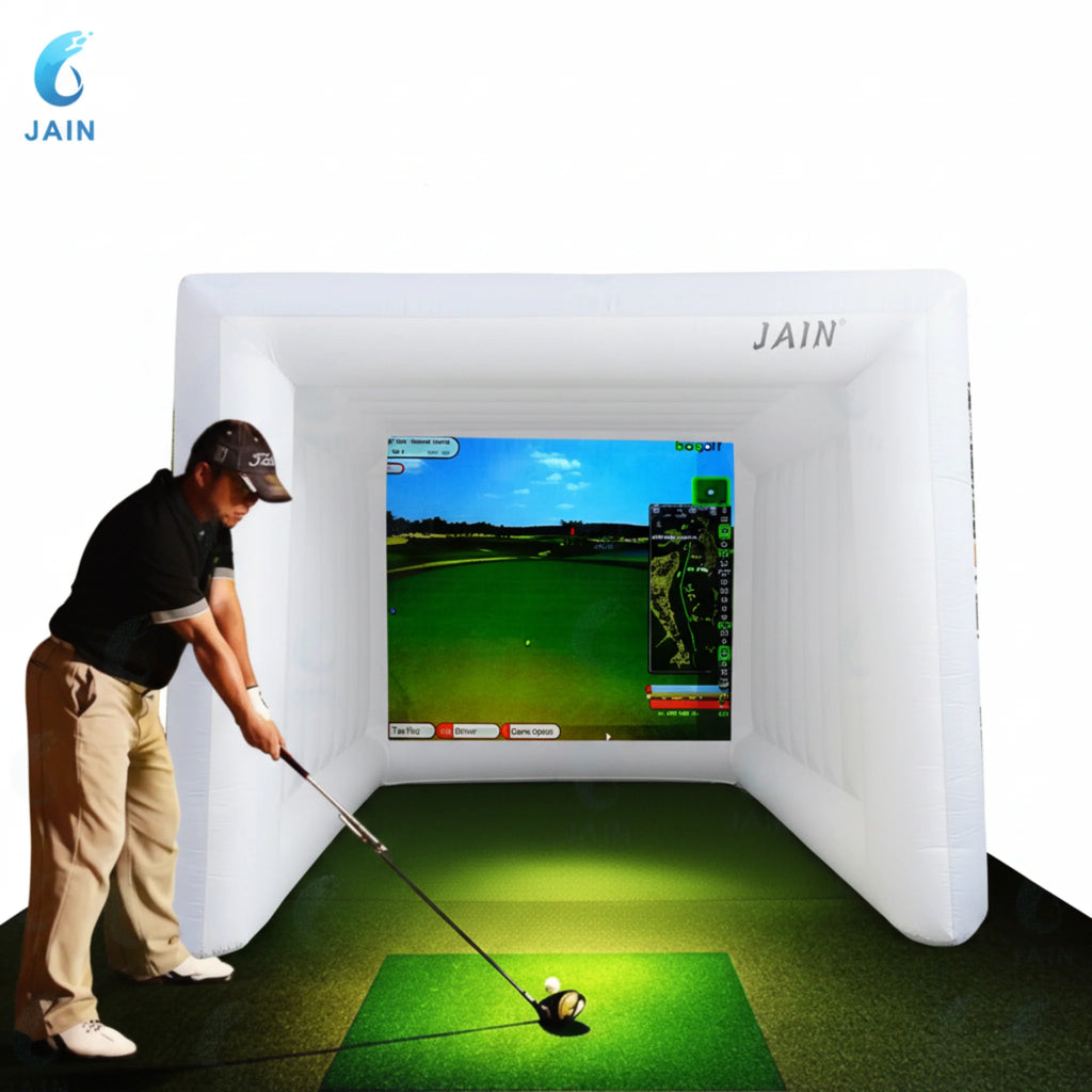Inflatable Golf Sim Room Swing Golf Practice Cage with Built-In Fan,Oxford Cloth,Golf Simulator Enclosures