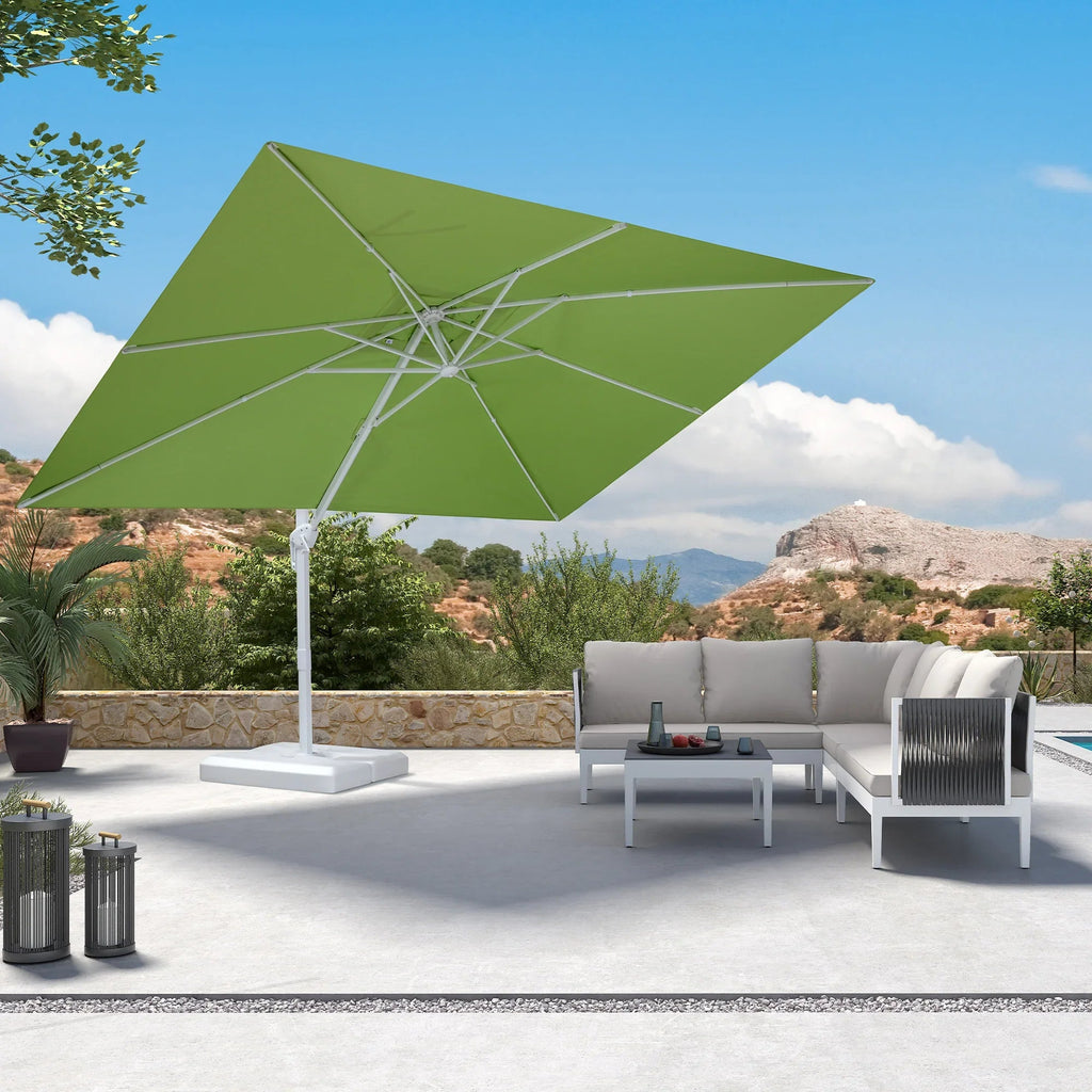 PURPLE LEAF Outdoor Patio Umbrella with Base, Best White Cantilever Umbrellas