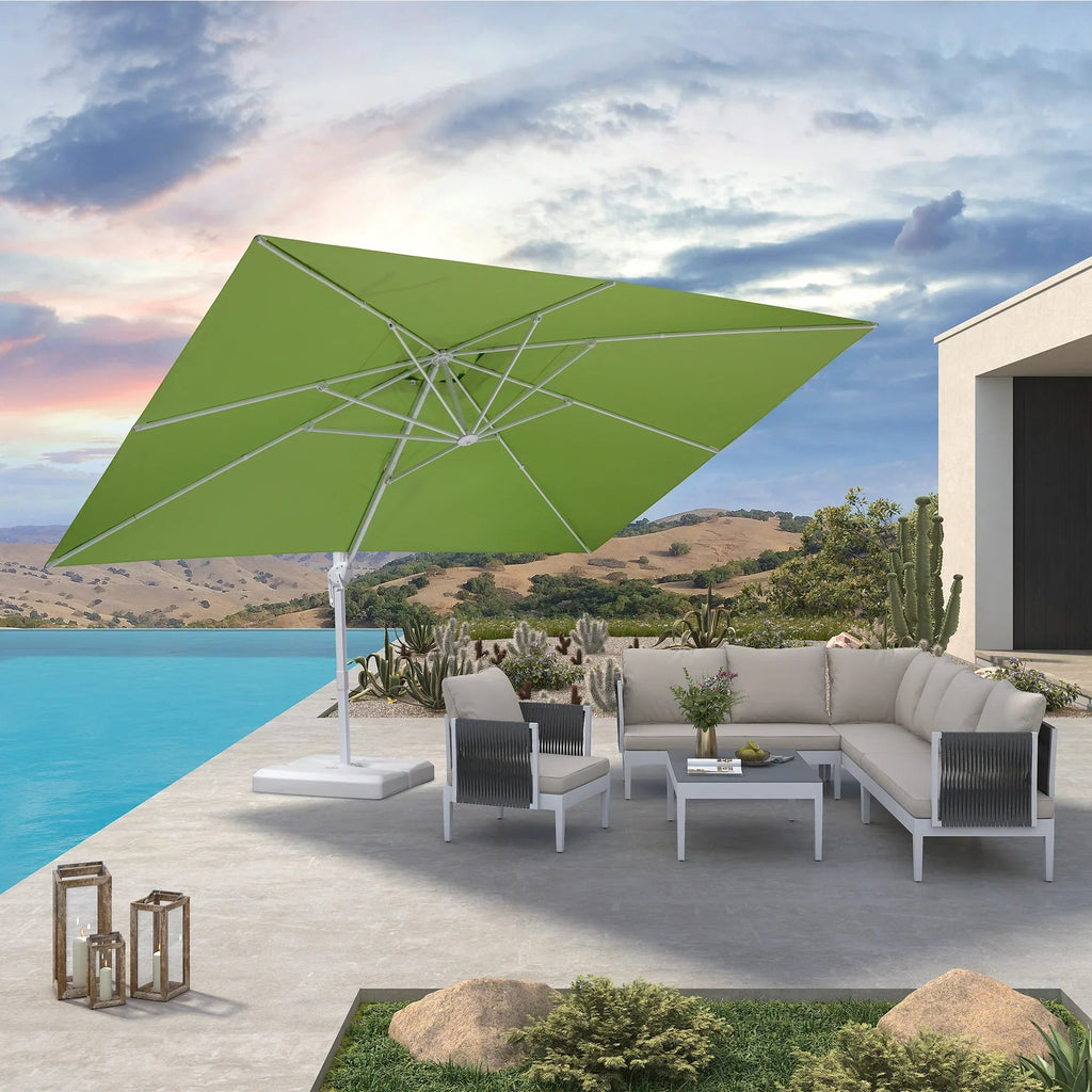 PURPLE LEAF Outdoor Patio Umbrella with Base, Best White Cantilever Umbrellas