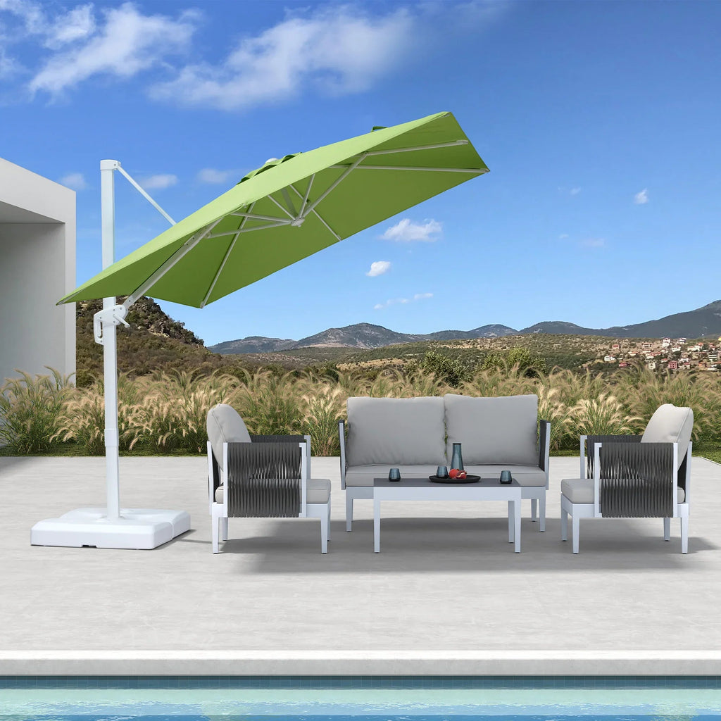 PURPLE LEAF Outdoor Patio Umbrella with Base, Best White Cantilever Umbrellas