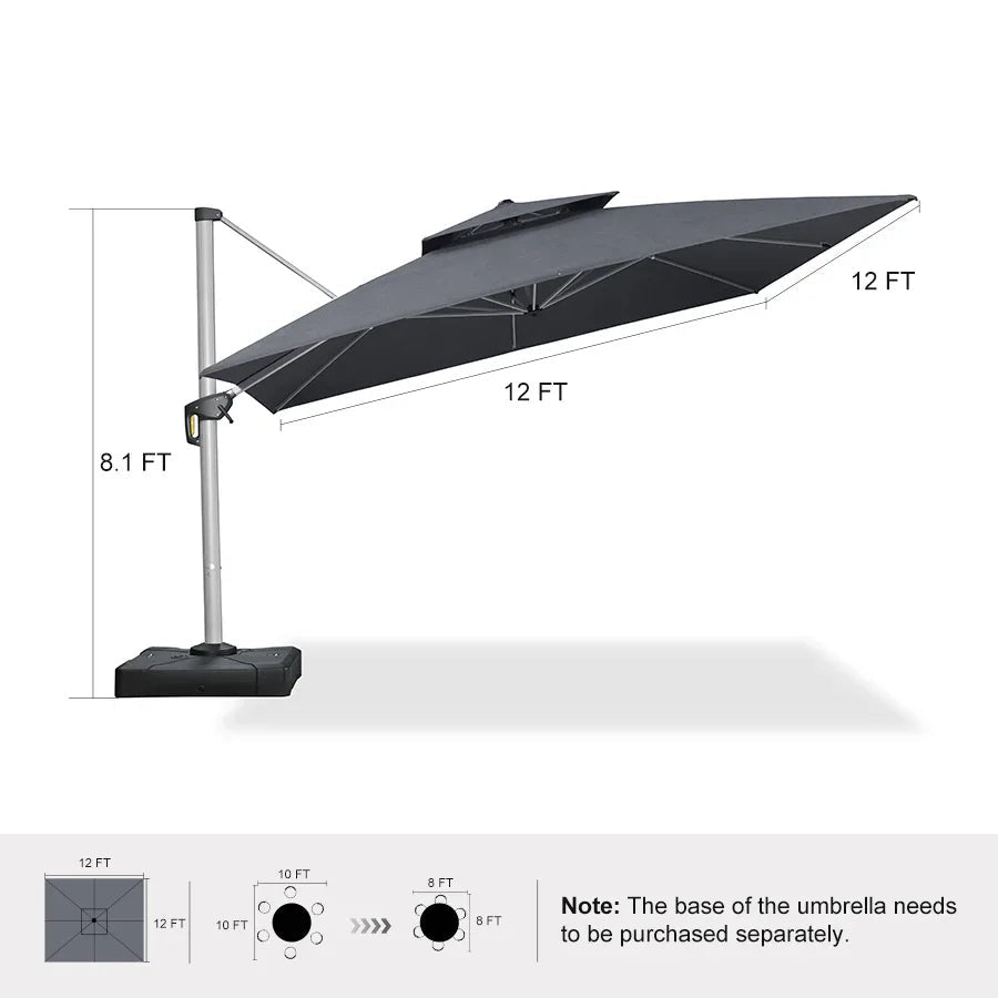 PURPLE LEAF – Parasol de terrasse Premium Classic SUNBRELLA déporté