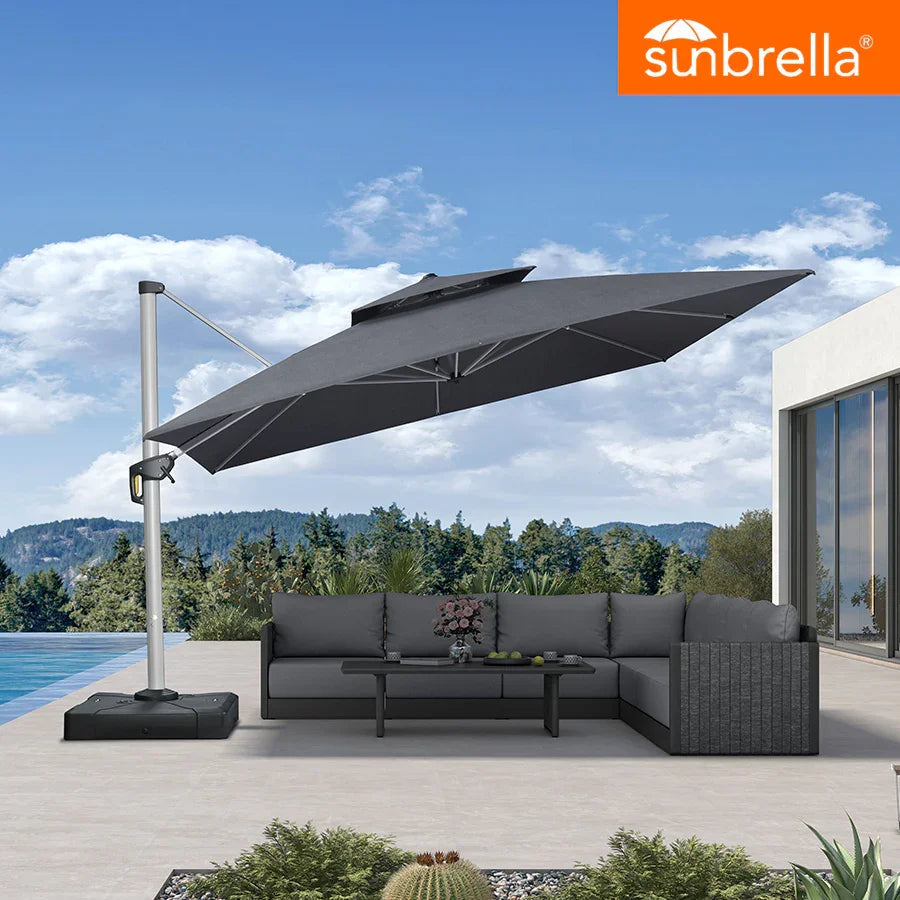 PURPLE LEAF – Parasol de terrasse Premium Classic SUNBRELLA déporté
