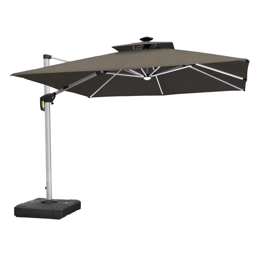 PURPLE LEAF SUNBRELLA Solar Cantilever Umbrella with Lights, Large Umbrellas For Outdoor Patio