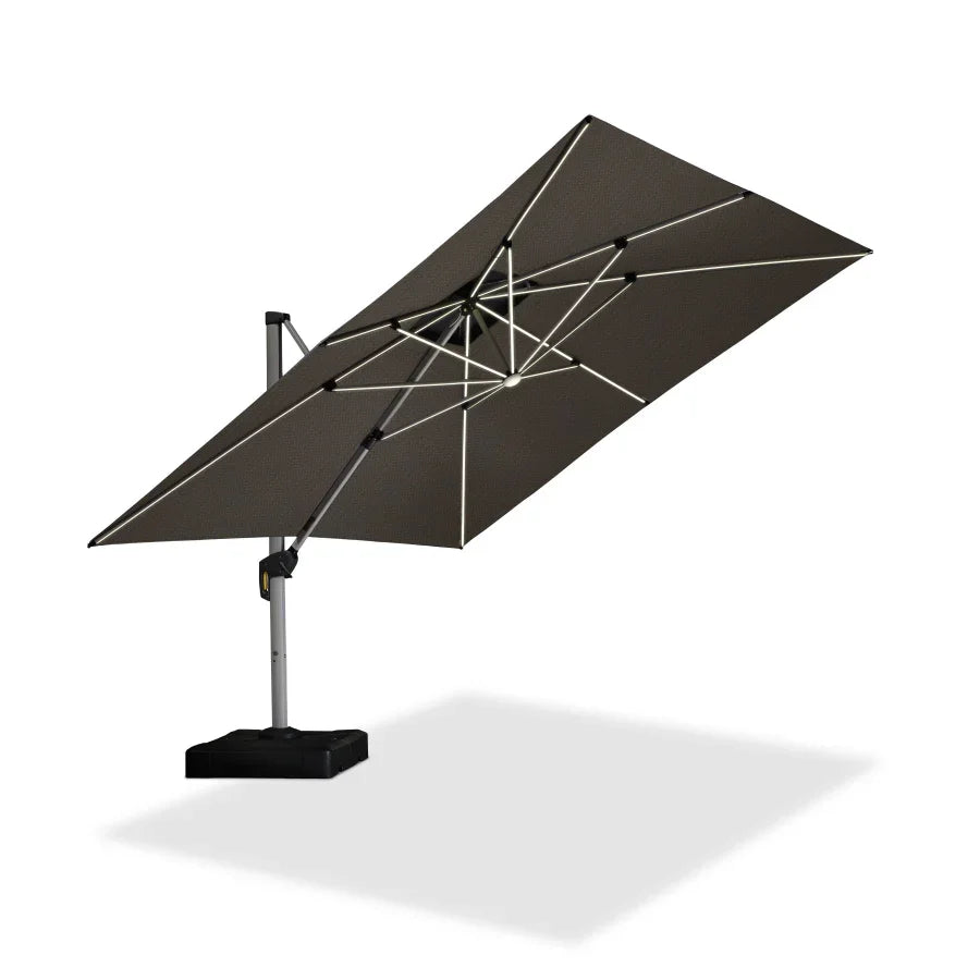 PURPLE LEAF SUNBRELLA Solar Cantilever Umbrella with Lights, Large Umbrellas For Outdoor Patio