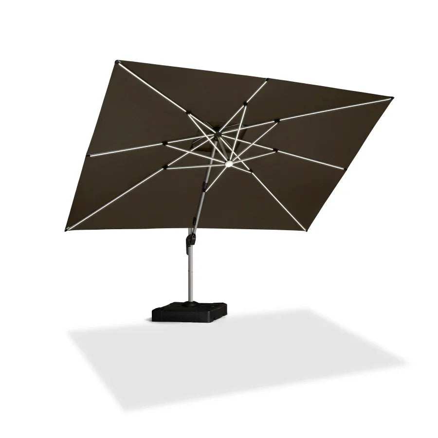 PURPLE LEAF SUNBRELLA Solar Cantilever Umbrella with Lights, Large Umbrellas For Outdoor Patio