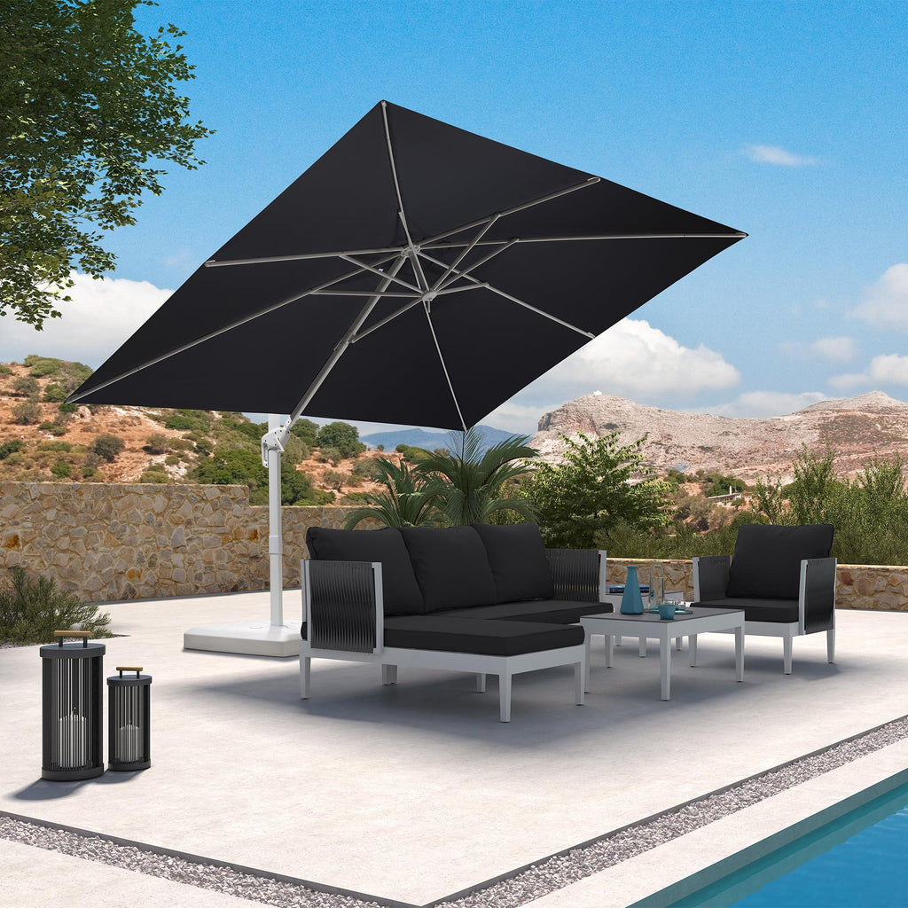 PURPLE LEAF Outdoor Patio Umbrella with Base, Best White Cantilever Umbrellas