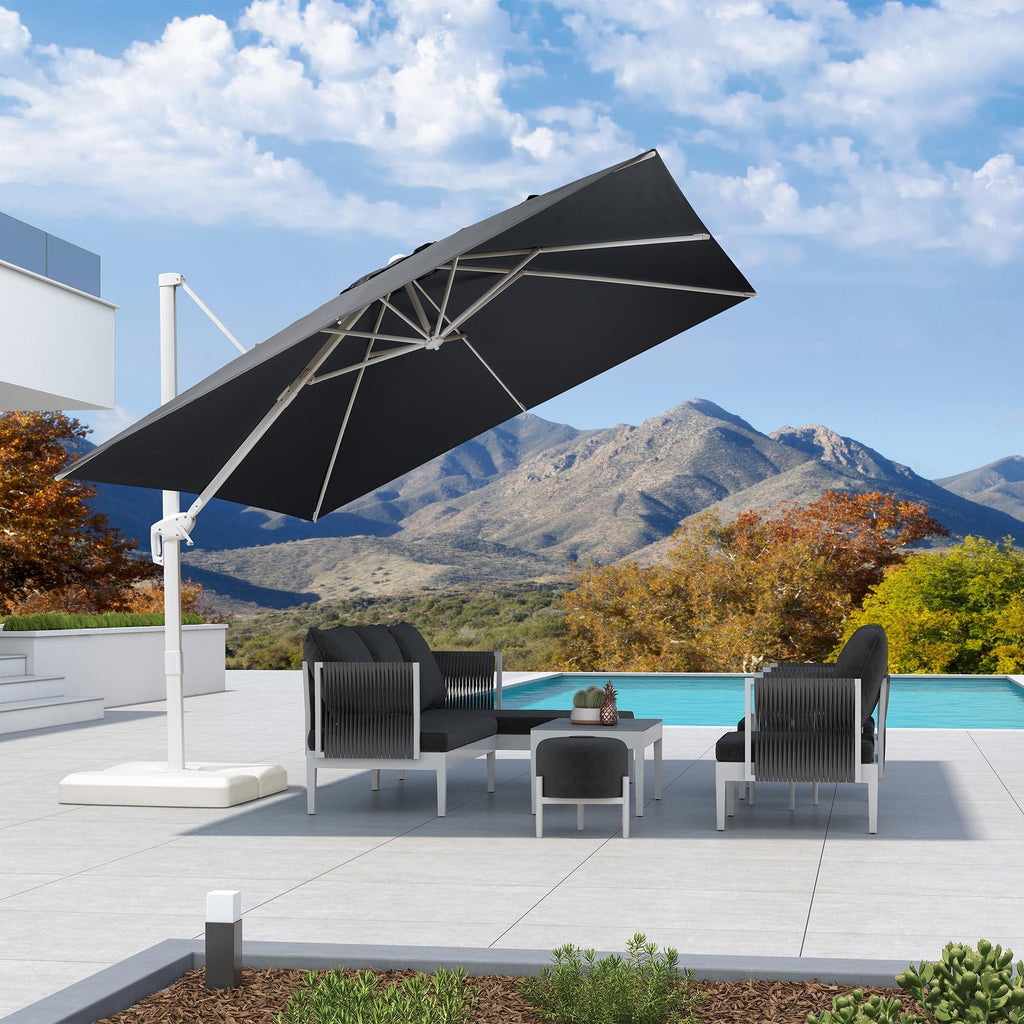 PURPLE LEAF Outdoor Patio Umbrella with Base, Best White Cantilever Umbrellas
