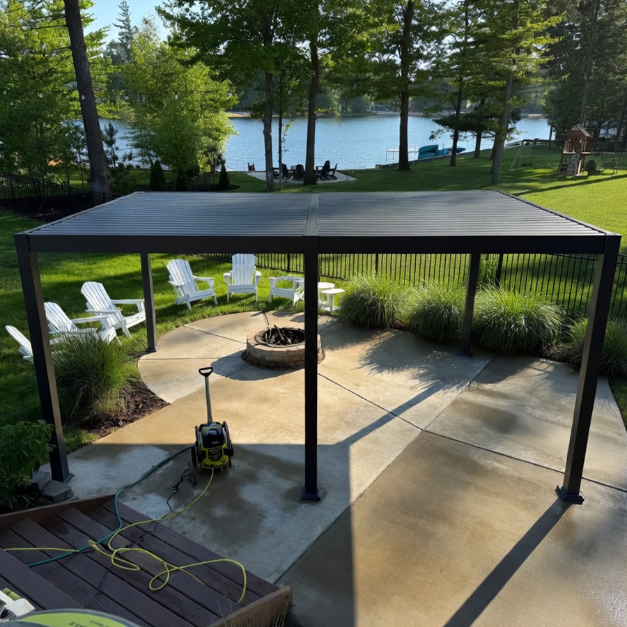 PURPLE LEAF Caesar Louvered Pergola Outdoor Adjustable Roof Modern Patio Aluminum Pergola for Deck Backyard Garden Hardtop Gazebo Bronze