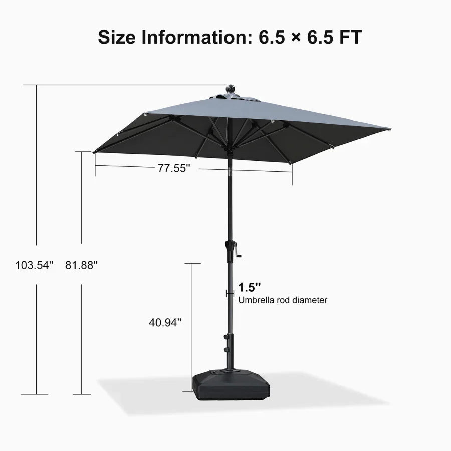 PURPLE LEAF Crank and Tilt Rectangular Outdoor Patio Market Umbrella with Base