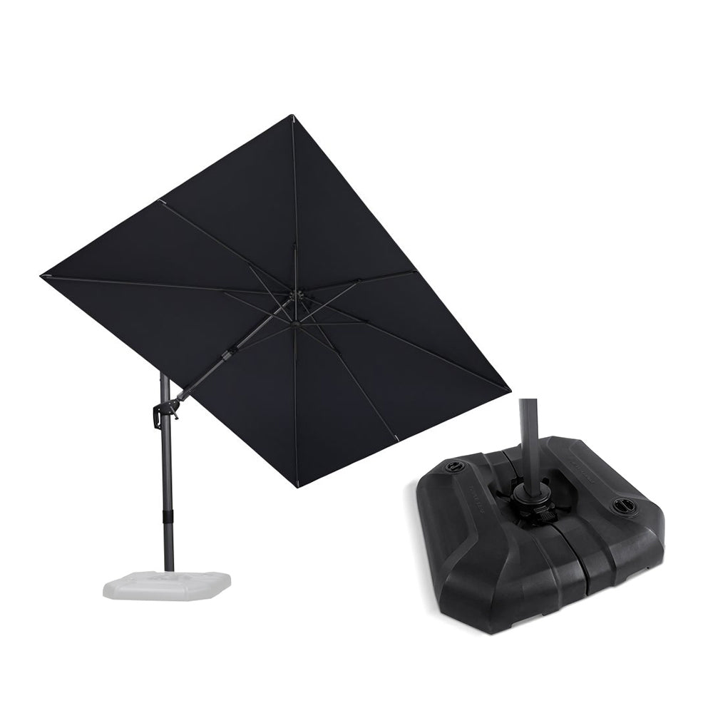 PURPLE LEAF Lateral Tilt Patio Umbrella with Base, 360° Swivel Cantilever Umbrella with Stand