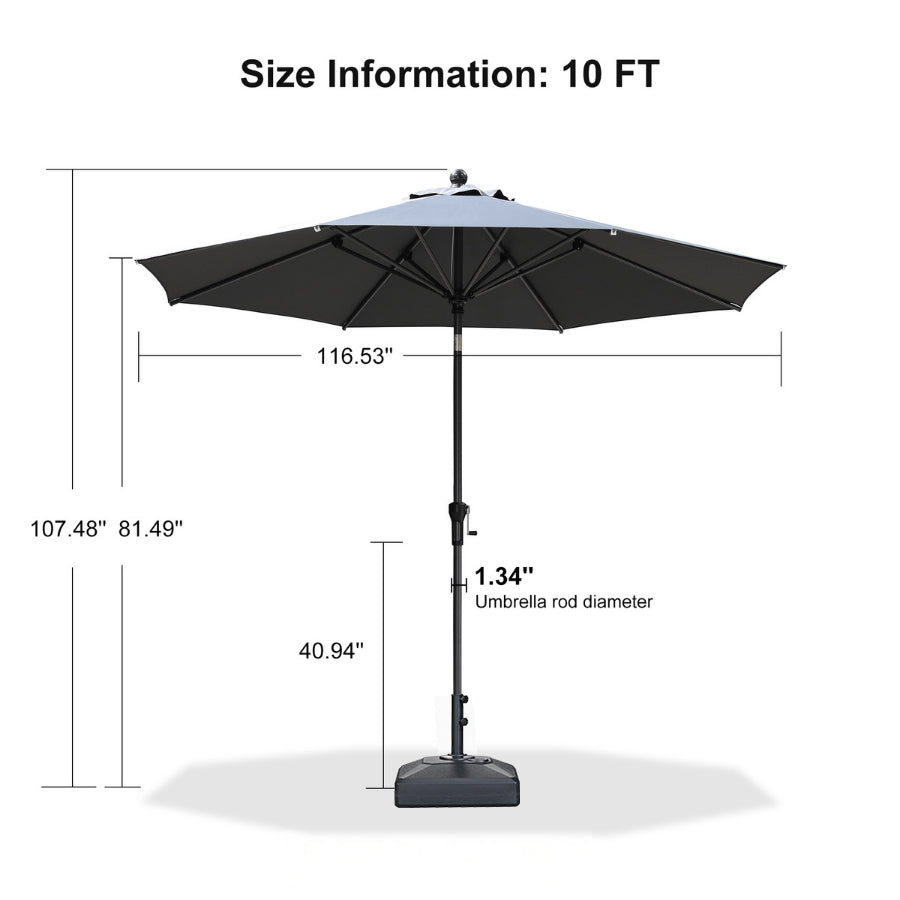 PURPLE LEAF Round Tilting Patio Umbrella with Base, Milan Porch Table Umbrella