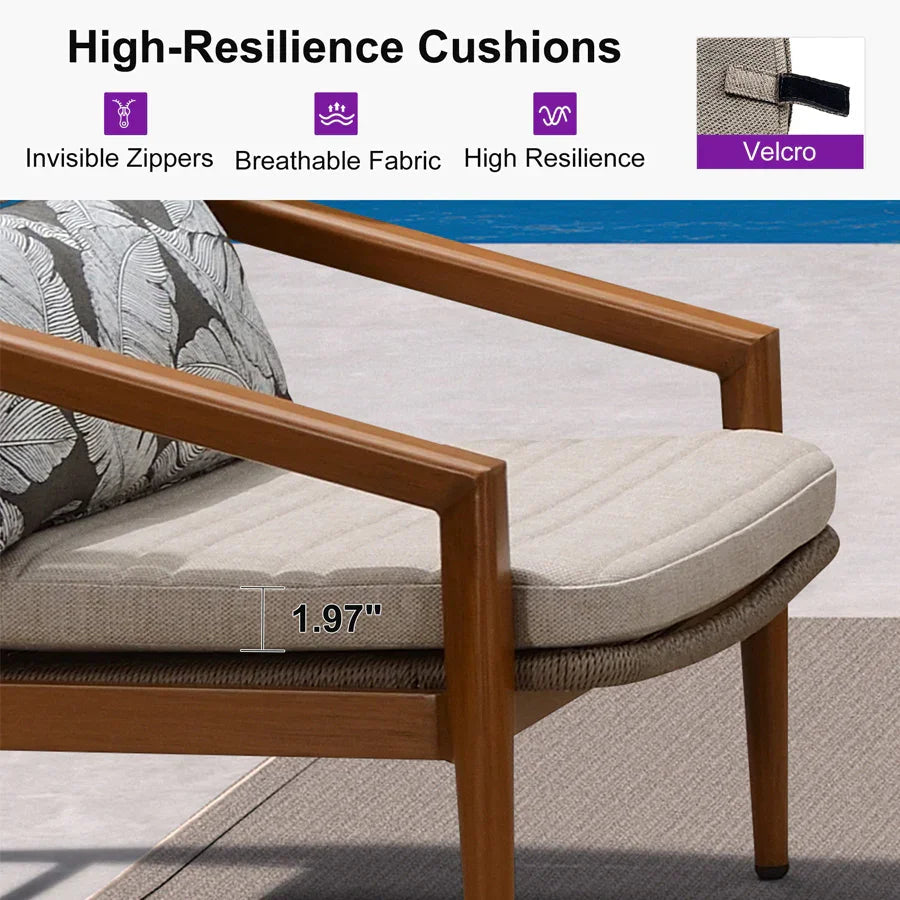 PURPLE LEAF Sicilia L-Shaped Modular Outdoor Sectional with Oatmeal Greige Cushions Flexible Layout for Garden Poolside