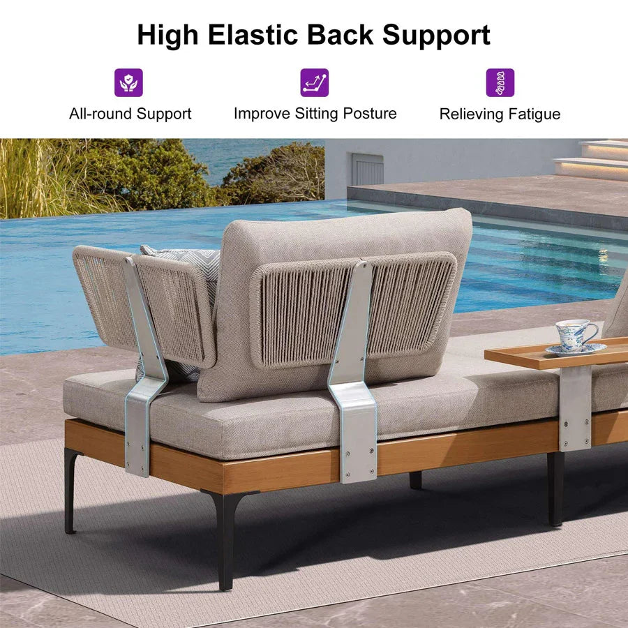 PURPLE LEAF Sicilia L-Shaped Modular Outdoor Sectional with Oatmeal Greige Cushions Flexible Layout for Garden Poolside