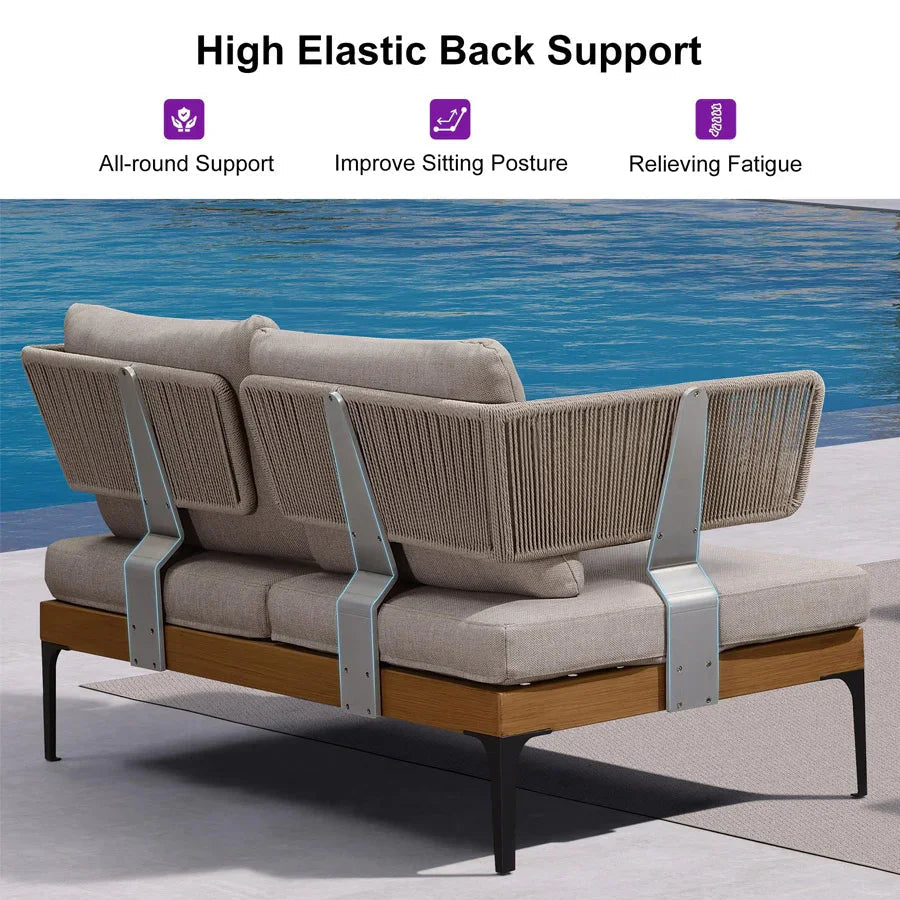 PURPLE LEAF Sicilia L-Shaped Modular Outdoor Sectional with Oatmeal Greige Cushions Flexible Layout for Garden Poolside